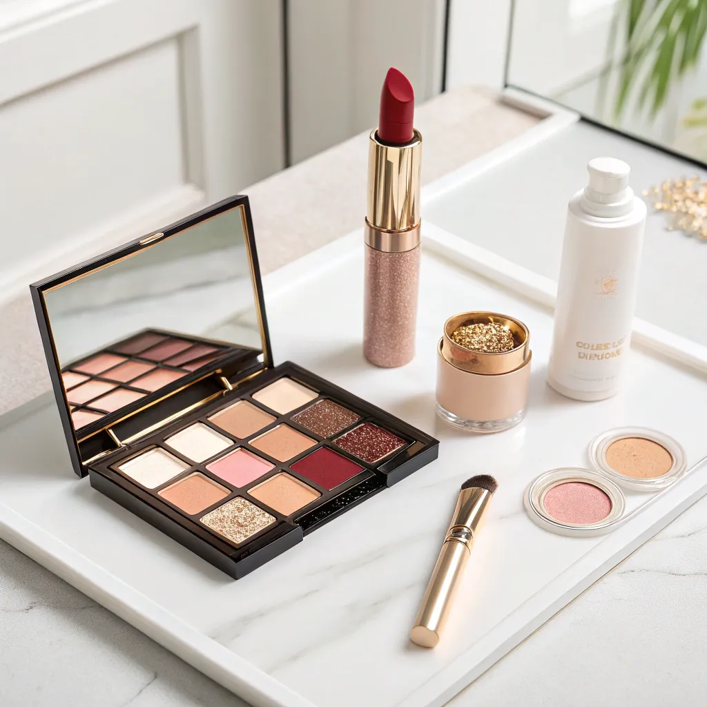 Cosmetic products displayed elegantly