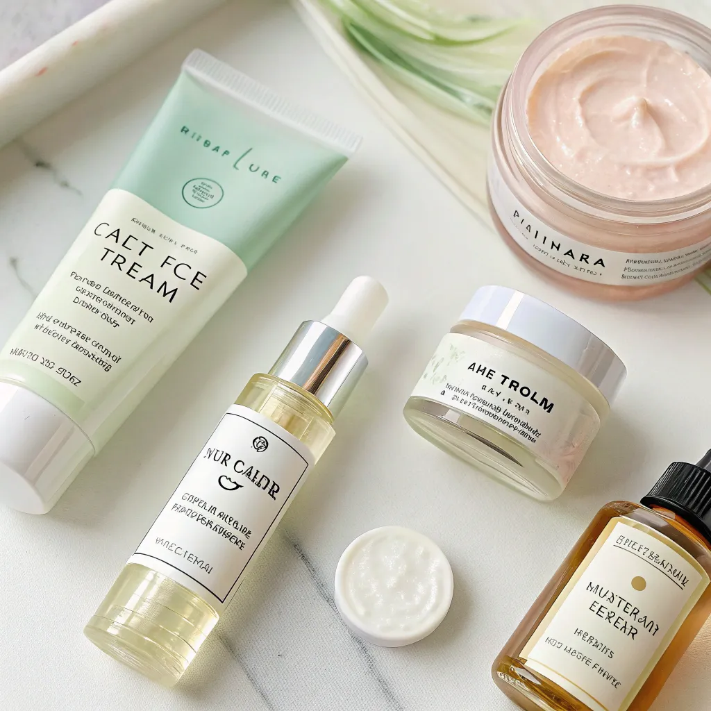 Various facial cosmetics products